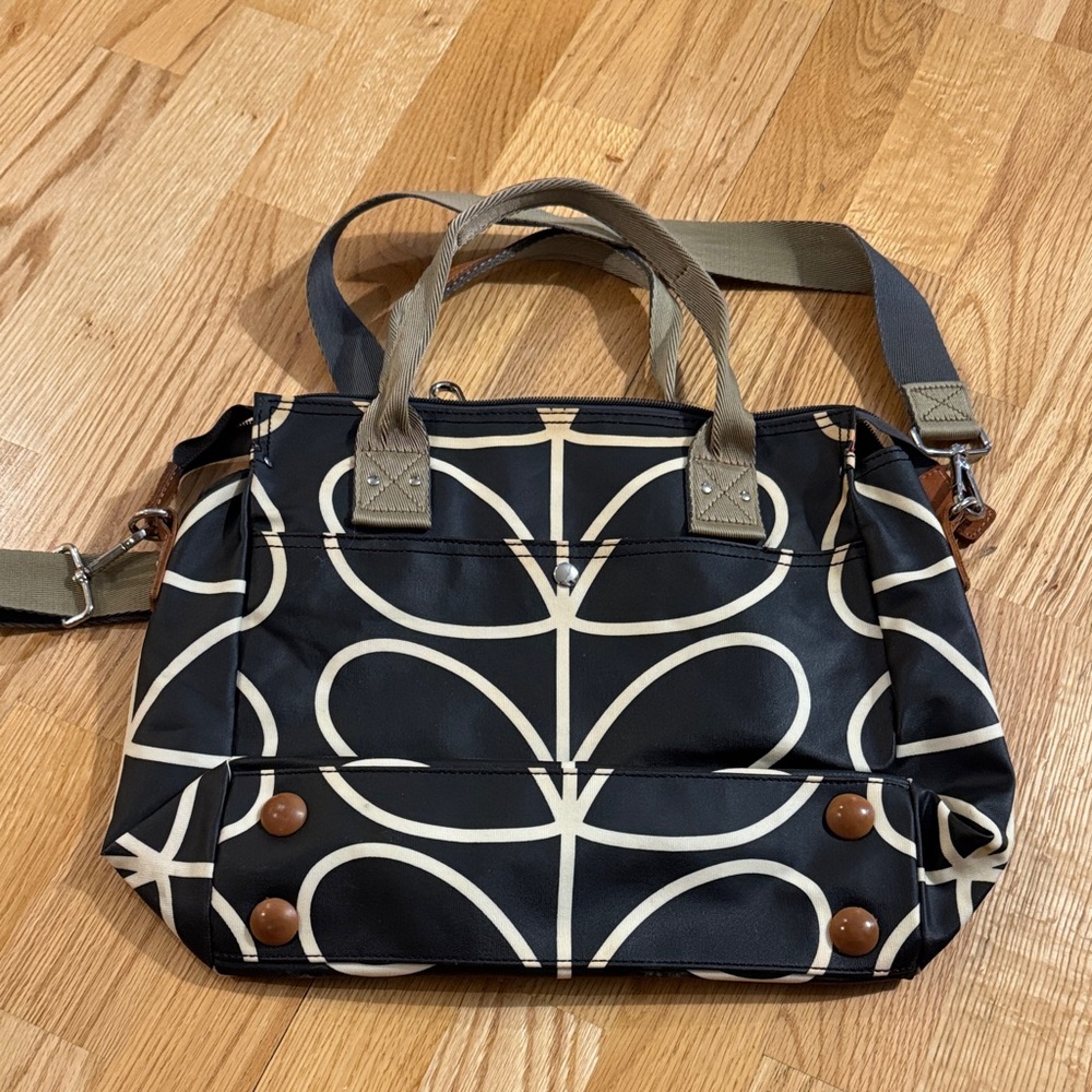 Orla Kiely Black and Cream Leaf Print Tote